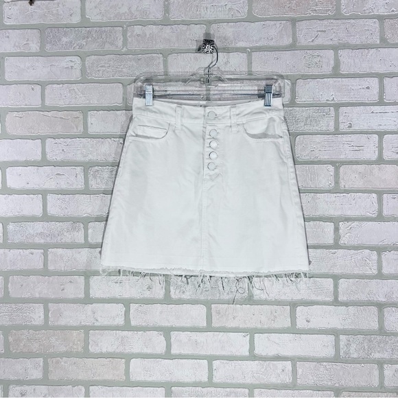 PAIGE Aideen Raw Hem Denim Skirt in Crisp White Size 26 - Picture 5 of 10